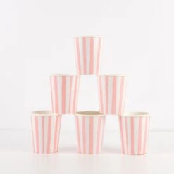 Meri-Meri Pink Stripe Cups (x 8)
