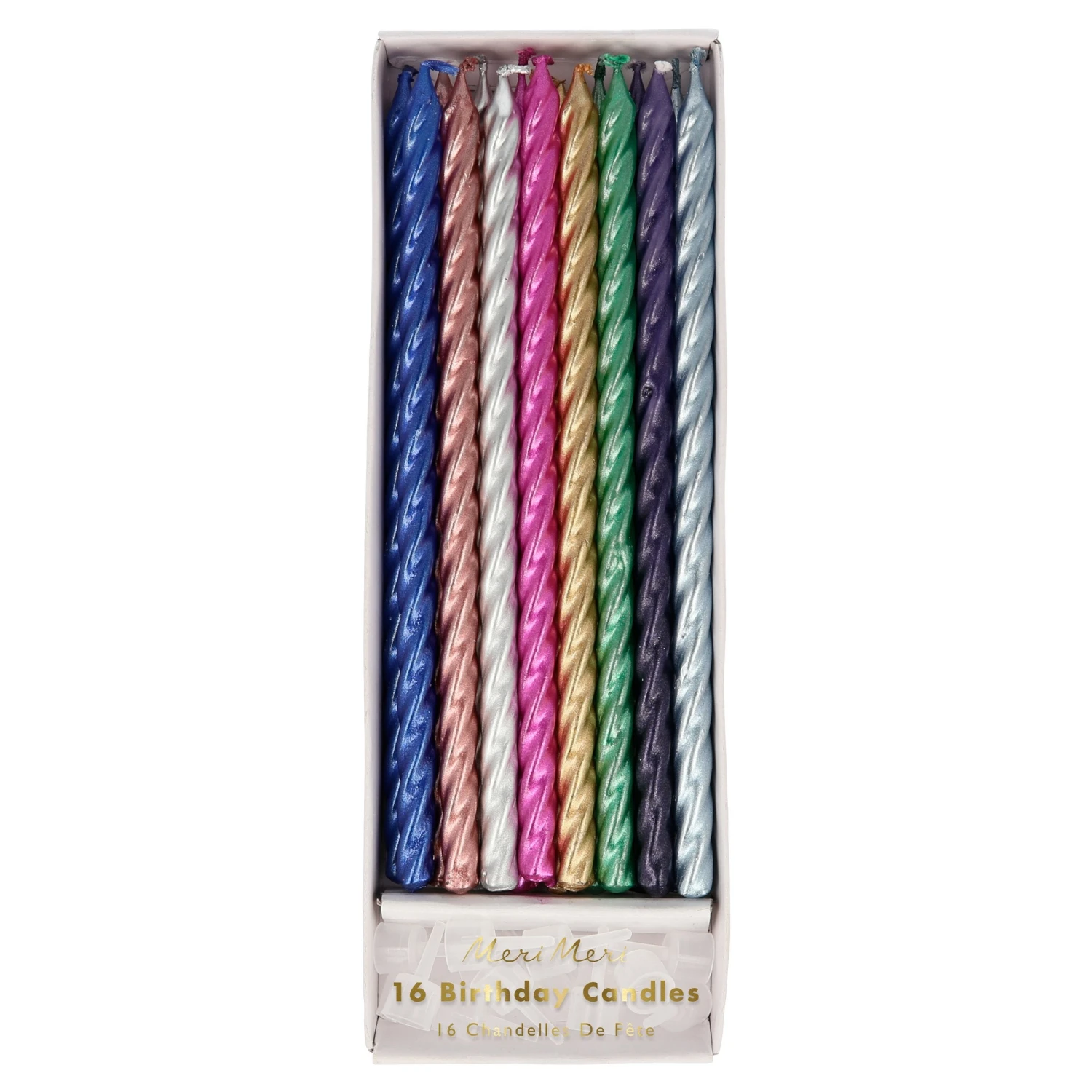 Meri-Meri Multi Metallic Twisted Candles (x 16) 1 Meri-Meri Multi Metallic Twisted Candles (x 16)