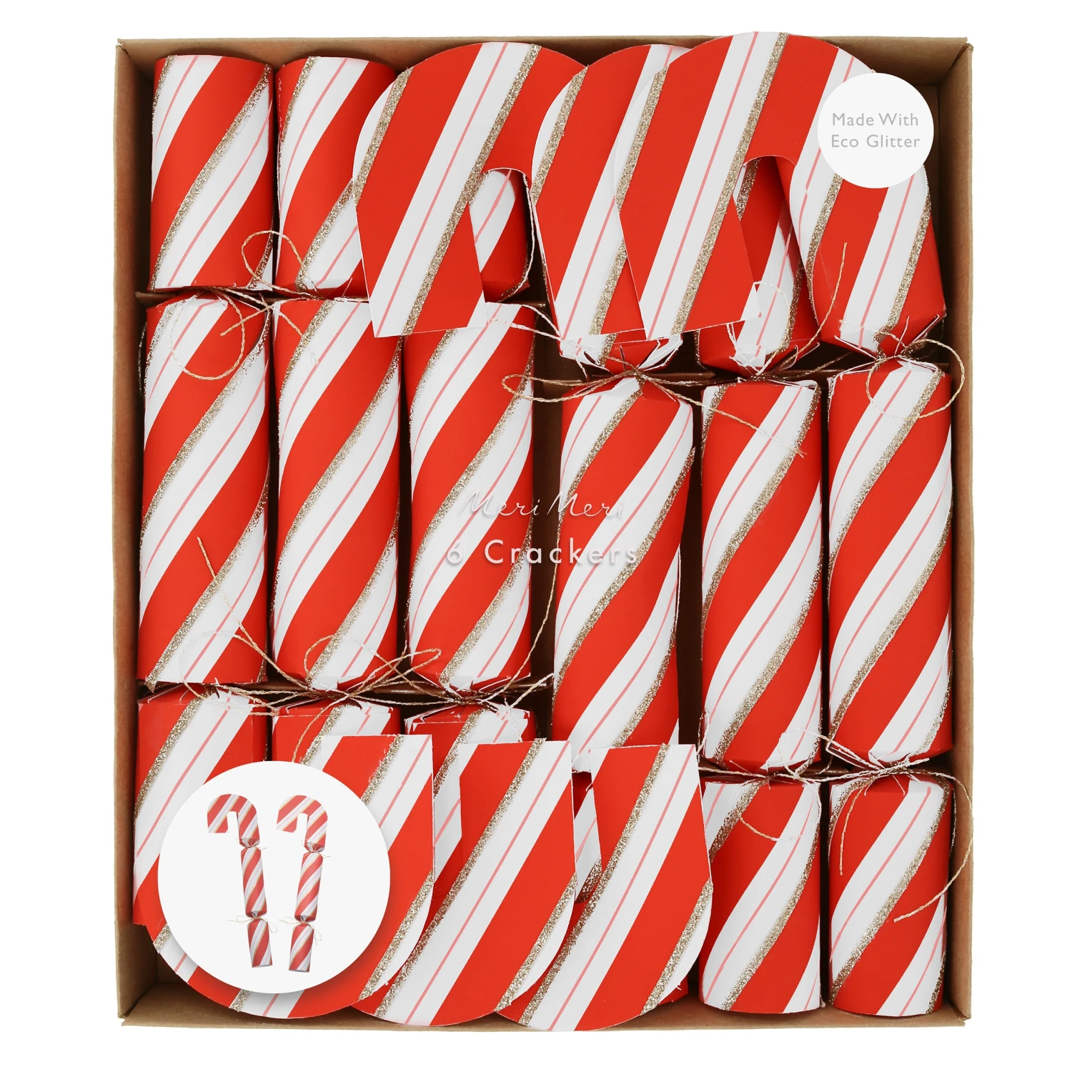 Meri-Meri Candy Cane Shape Crackers (x 6) 1 Meri-Meri Candy Cane Shape Crackers (x 6)