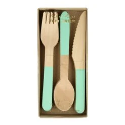 Meri-Meri Mint Wooden Cutlery Set (x 24)