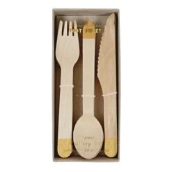 Meri-Meri Gold Wooden Cutlery Set (x 24)