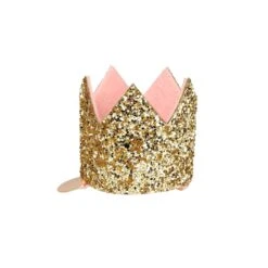 Meri-Meri Mini Gold Glitter Crown Hair Clip