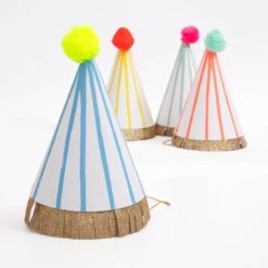 Meri-Meri Stripe Pompom Party Hats (x 8) -Meri Meri media 4771e83b bd16 47ee ab34 ccbde9c220a2