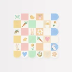 Meri-Meri Easter Icon Checkerboard Large Napkins (x 16)