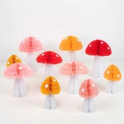 Meri-Meri Honeycomb Mushroom Decorations (x 10)