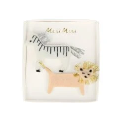 Meri-Meri Zebra & Lion Felt Hair Clips (x 2)