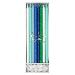 Meri-Meri Blue & Green Glitter Candles (x 24)