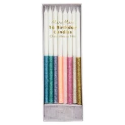 Meri-Meri Multicolor Dipped Glitter Candles (x 16)