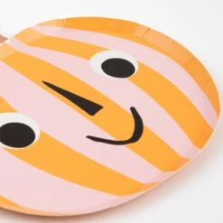 Meri-Meri Pink & Orange Stripy Pumpkin Plates (x 8) -Meri Meri media 9ee2800a e99f 4ec3 9584 eb187967af5d