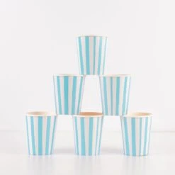 Meri-Meri Blue Stripe Cups (x 8)