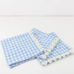 Meri-Meri Daisy Edge Gingham Fabric Napkins (x 4)