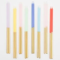 Meri-Meri Gold Dipped Rainbow Mix Candles (x 16) -Meri Meri media bcfcd6bd b3cc 442d be88 9d1e9cf100f9