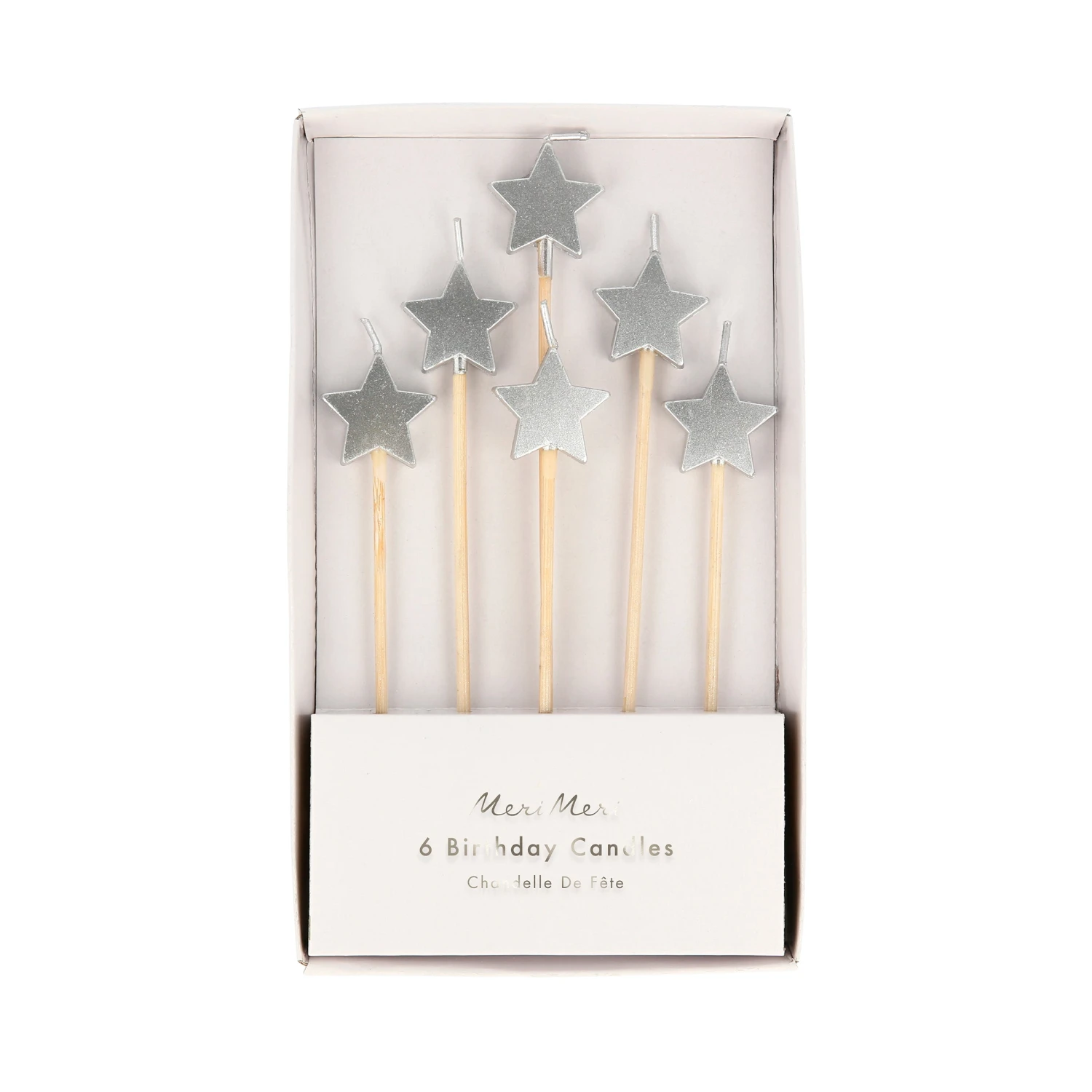Meri-Meri Silver Star Candles (x 6) 1 Meri-Meri Silver Star Candles (x 6)