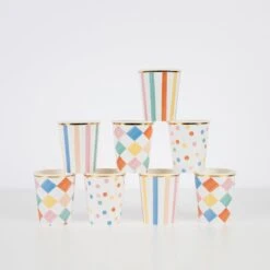 Meri-Meri Colorful Pattern Cups (x 8)