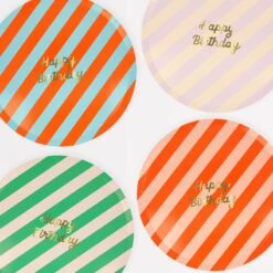 Meri-Meri Stripe Happy Birthday Dinner Plates (x 8)