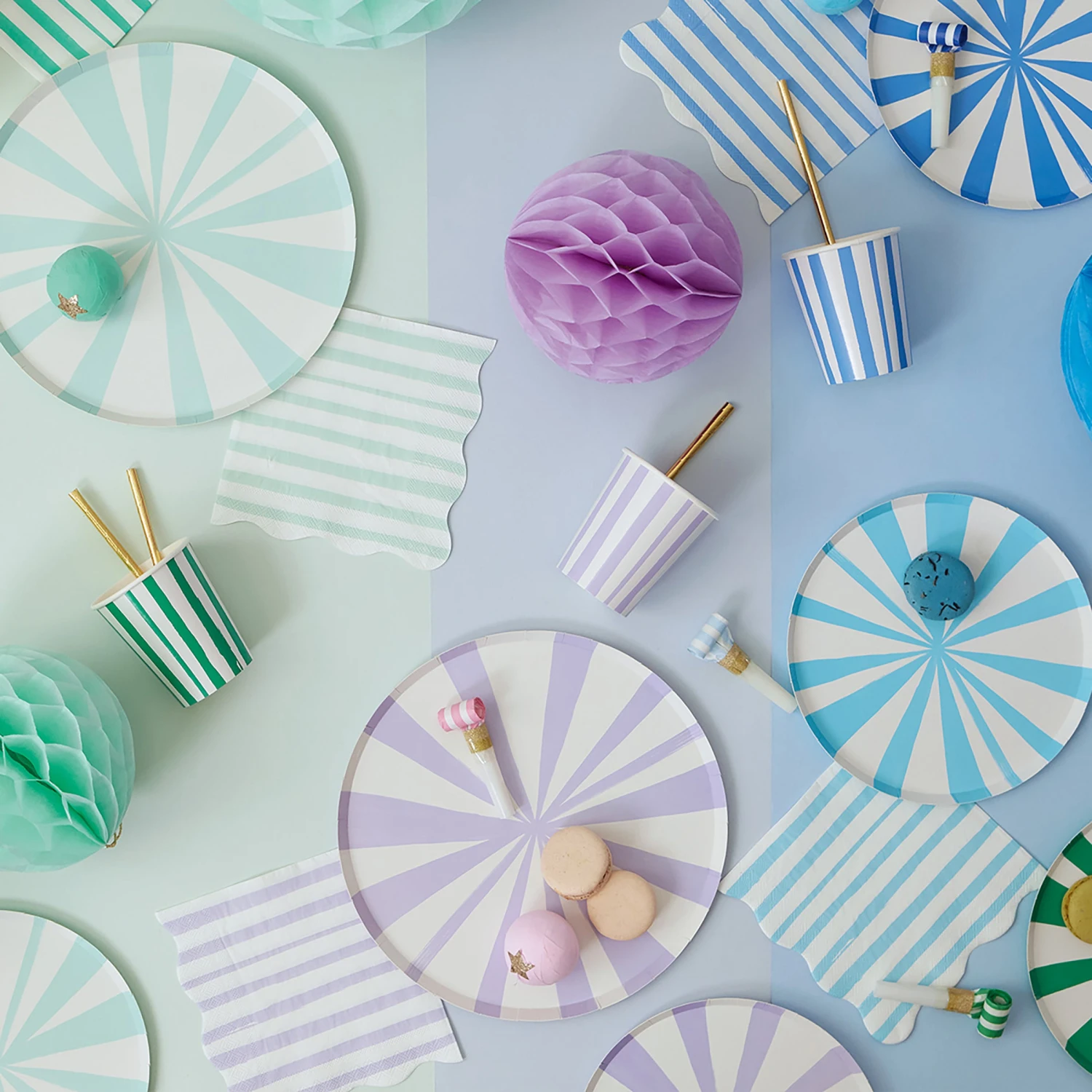 Meri-Meri Mint Stripe Side Plates (x 8) 3 Meri-Meri Mint Stripe Side Plates (x 8) - Image 3