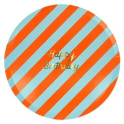 Meri-Meri Stripe Happy Birthday Dinner Plates (x 8) -Meri Meri media cec35c13 57e2 49e4 81ae 391f506280ae