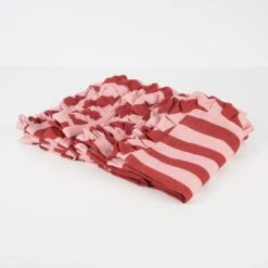 Meri-Meri Red & Pink Stripe Ruffle Fabric Napkins (x 4) -Meri Meri media dc6005e4 f8d1 46fb a6b1 a89347ca8f3a