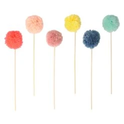Meri-Meri Multi Pompom Cake Toppers (x 6)