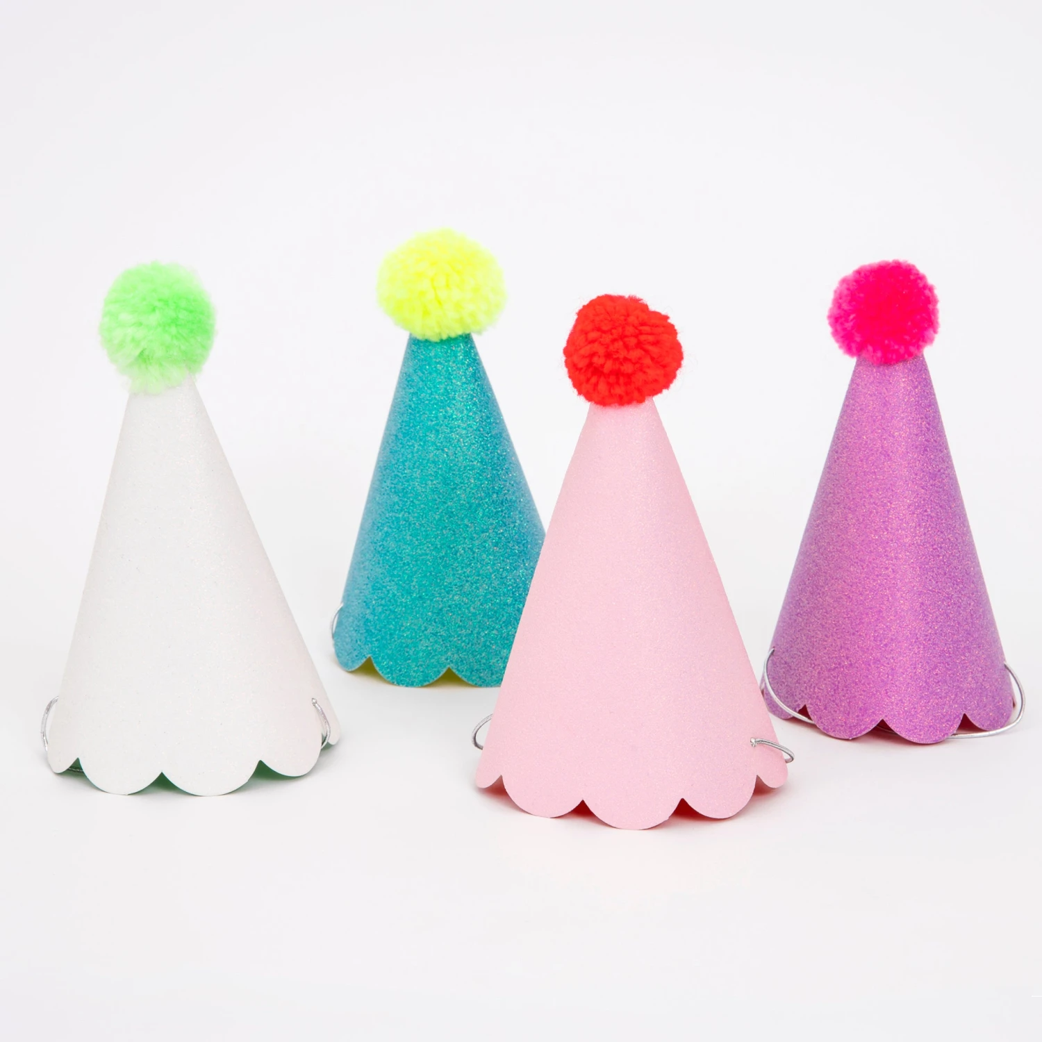 Meri-Meri Glitter Pompom Party Hats (x 8) 2 Meri-Meri Glitter Pompom Party Hats (x 8) - Image 2