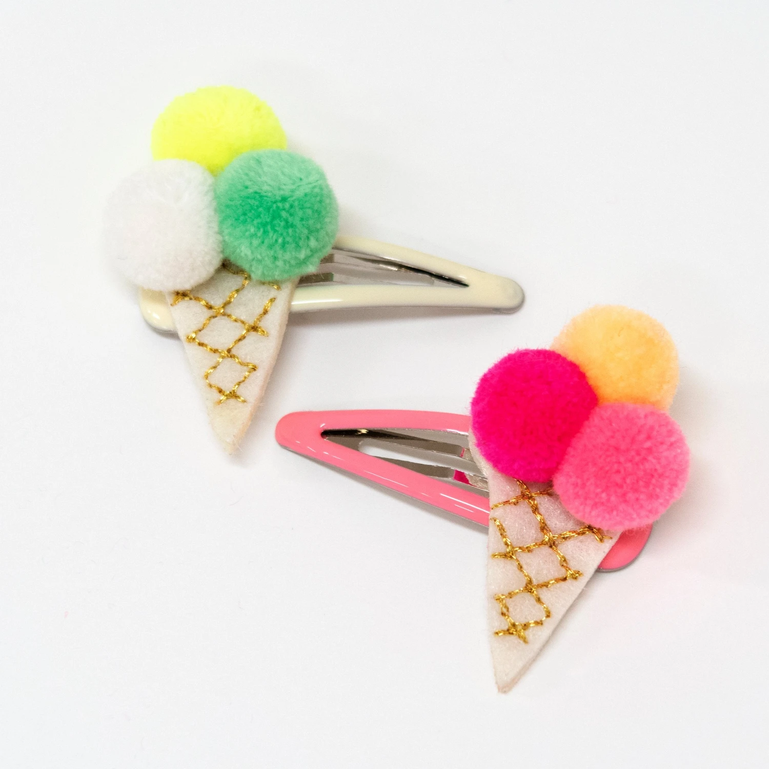 Meri-Meri Pompom Ice Cream Hair Clips (x 2) 2 Meri-Meri Pompom Ice Cream Hair Clips (x 2) - Image 2